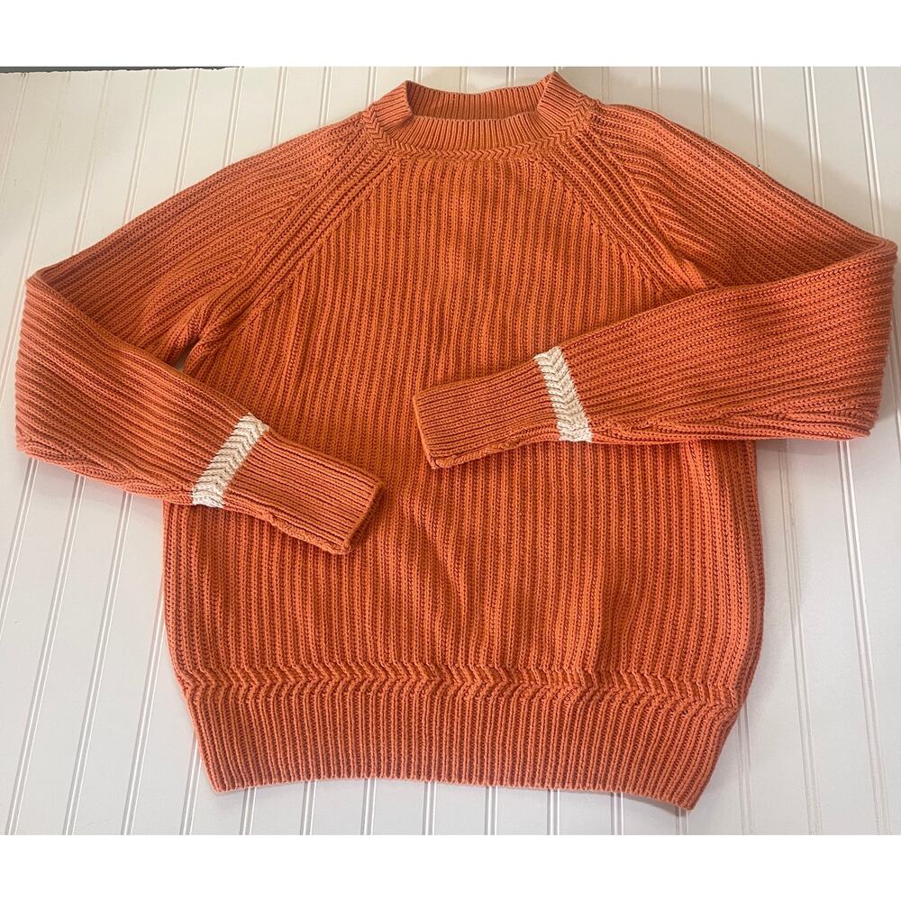 Y2K GAP Chunky Knit Sweater Long‎ Orange Mock Neck Cottage Size Womens Medium
